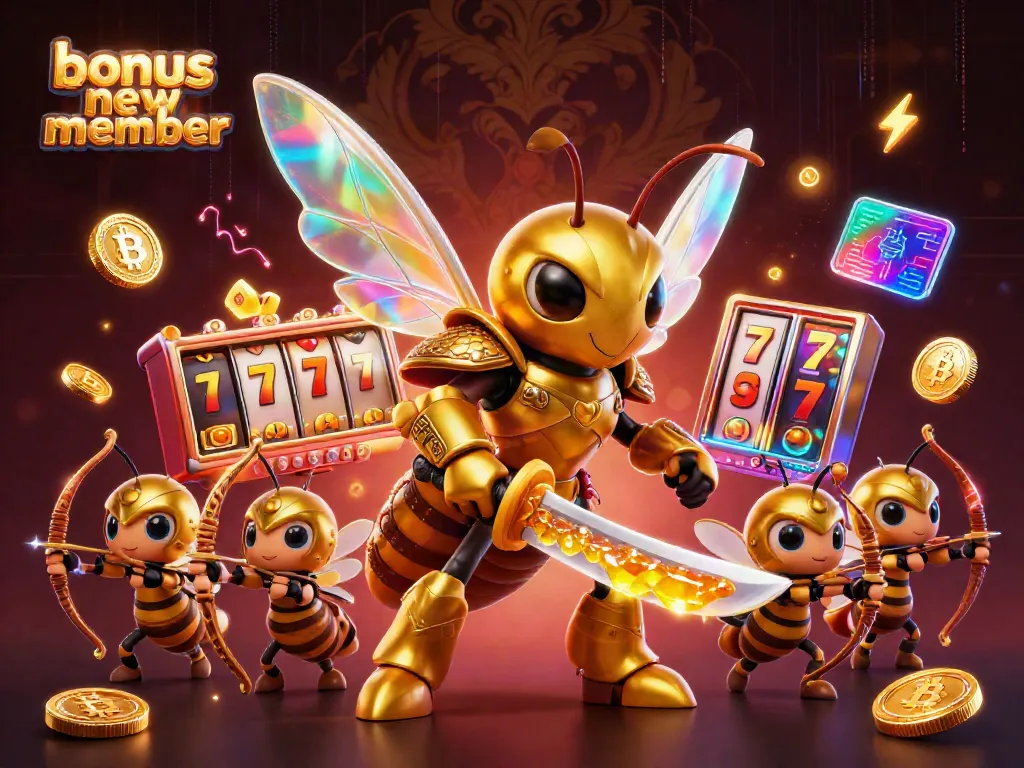 Experience the thrill of the bonus new member offer with dynamic gaming elements and vibrant illustrations.