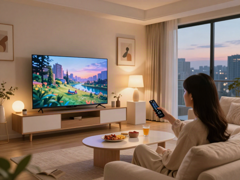 Installation de télévision moderne avec Iron tv pro dans un salon confortable.